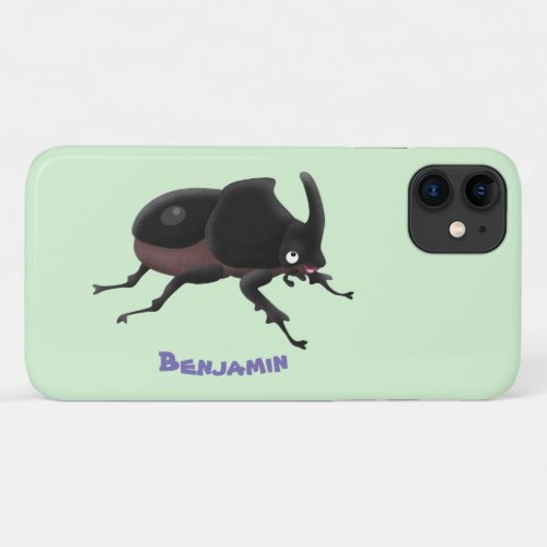 Cute rhinoceros beetle cartoon illustration iPhone 11 case