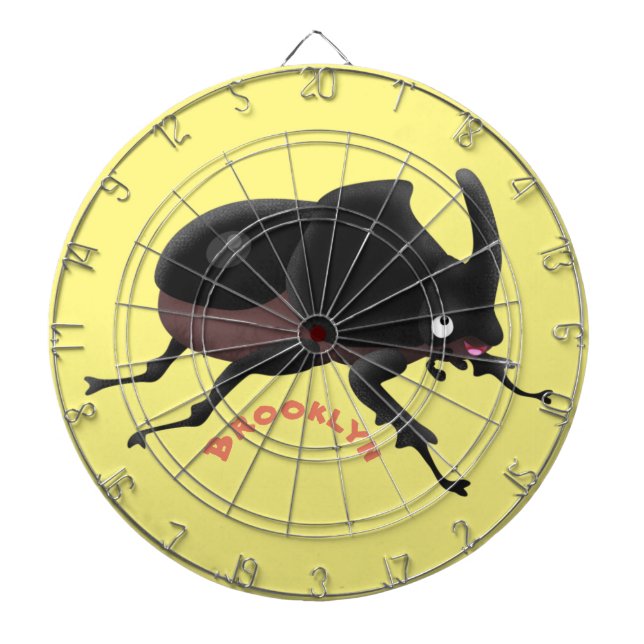 Cute rhinoceros beetle cartoon illustration dart board (Front)