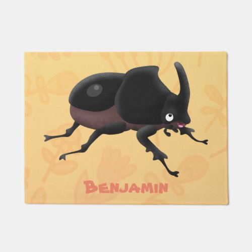 Cute rhinoceros beetle cartoon illustration doormat