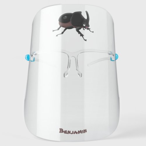 Cute rhinoceros beetle cartoon illustration face shield