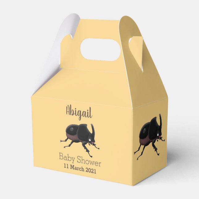 Cute rhinoceros beetle cartoon illustration favor boxes (Front Side)