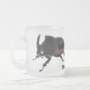 Cute rhinoceros beetle cartoon illustration frosted glass coffee mug