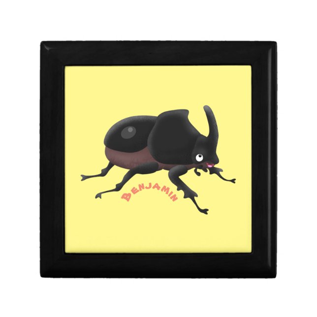 Cute rhinoceros beetle cartoon illustration gift box (Front)