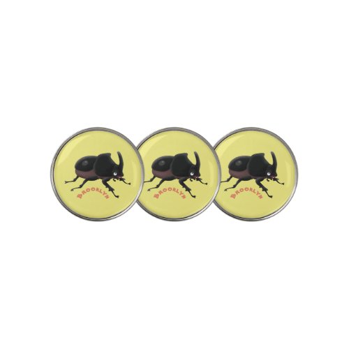 Cute rhinoceros beetle cartoon illustration golf ball marker