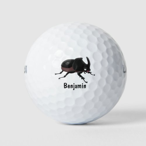 Cute rhinoceros beetle cartoon illustration golf balls