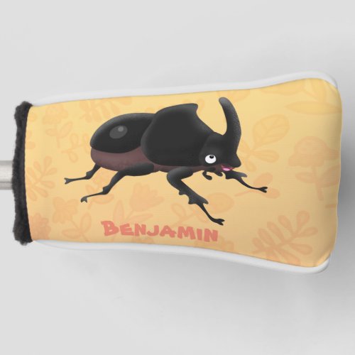 Cute rhinoceros beetle cartoon illustration golf head cover