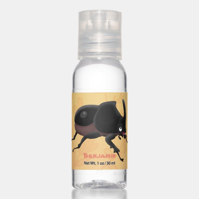 Cute rhinoceros beetle cartoon illustration hand sanitizer (Front)