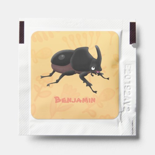 Cute rhinoceros beetle cartoon illustration hand sanitizer packet