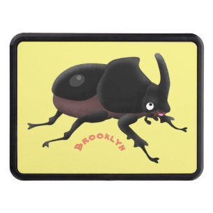 Cute rhinoceros beetle cartoon illustration hitch cover