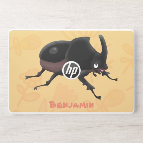 Cute rhinoceros beetle cartoon illustration HP laptop skin
