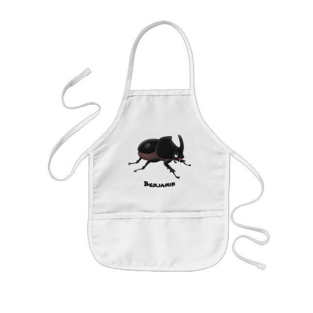Cute rhinoceros beetle cartoon illustration kids' apron (Front)