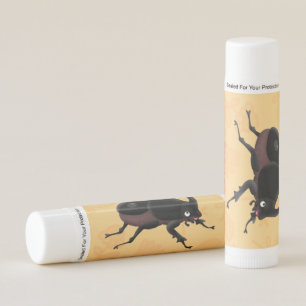 Cute rhinoceros beetle cartoon illustration lip balm