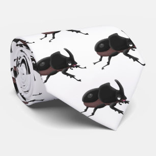 Cute rhinoceros beetle cartoon illustration neck tie