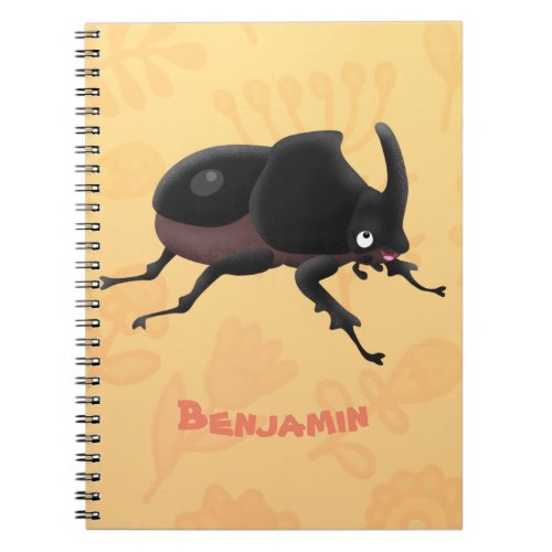 Cute rhinoceros beetle cartoon illustration notebook