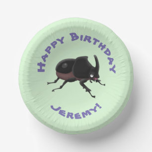 Cute rhinoceros beetle cartoon illustration paper bowls