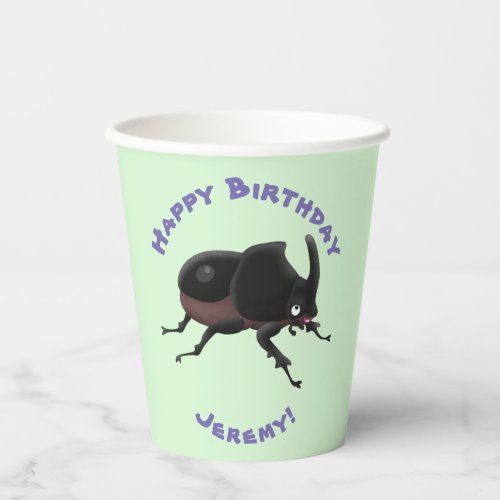 Cute rhinoceros beetle cartoon illustration paper cups