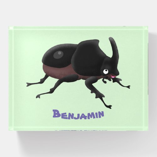 Cute rhinoceros beetle cartoon illustration paperweight