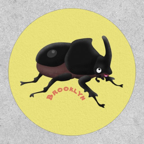 Cute rhinoceros beetle cartoon illustration patch