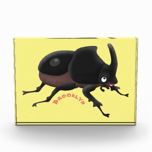 Cute rhinoceros beetle cartoon illustration photo block