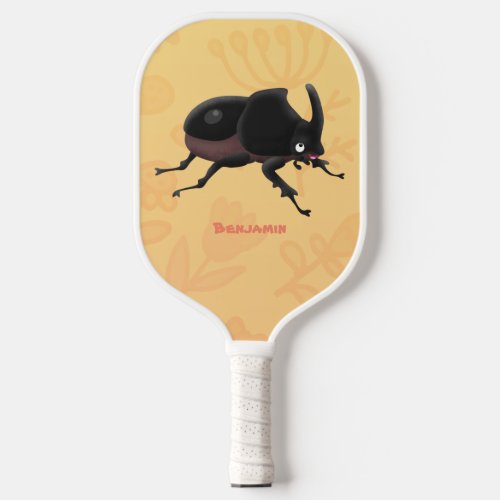 Cute rhinoceros beetle cartoon illustration  pickleball paddle