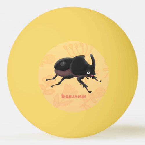 Cute rhinoceros beetle cartoon illustration ping pong ball