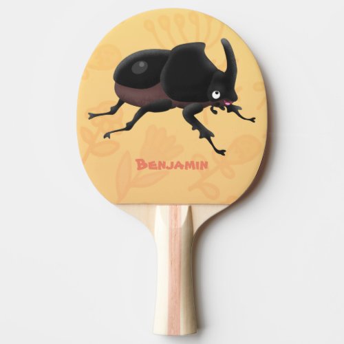 Cute rhinoceros beetle cartoon illustration ping pong paddle