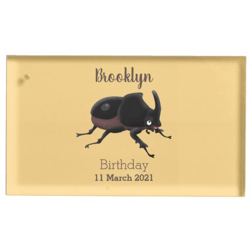 Cute rhinoceros beetle cartoon illustration place card holder