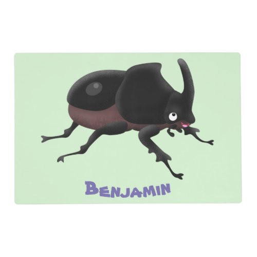 Cute rhinoceros beetle cartoon illustration placemat