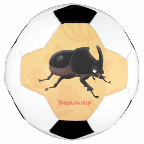 Cute rhinoceros beetle cartoon illustration soccer ball