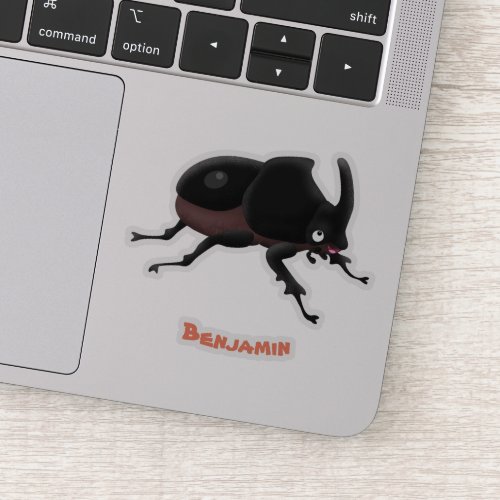 Cute rhinoceros beetle cartoon illustration sticker
