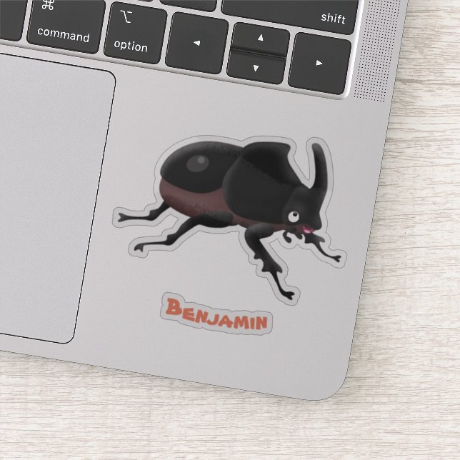 Cute rhinoceros beetle cartoon illustration sticker (Detail)