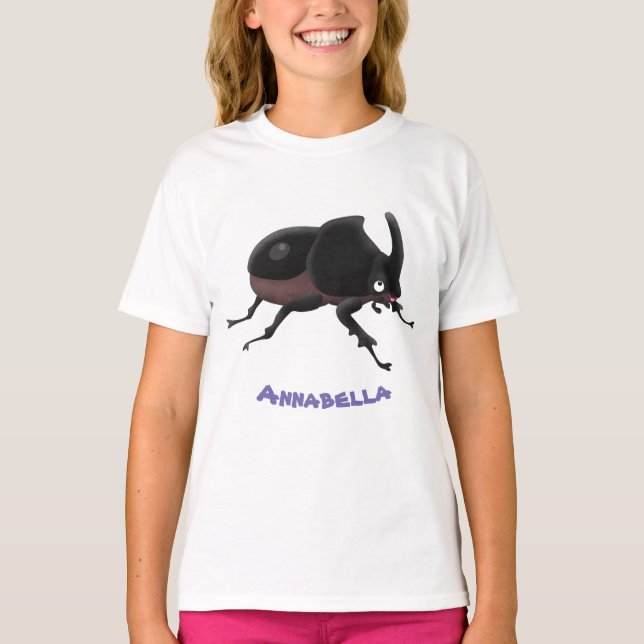 Cute rhinoceros beetle cartoon illustration T-Shirt (Front)