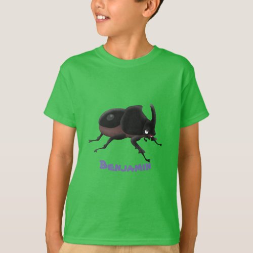 Cute rhinoceros beetle cartoon illustration T_Shirt