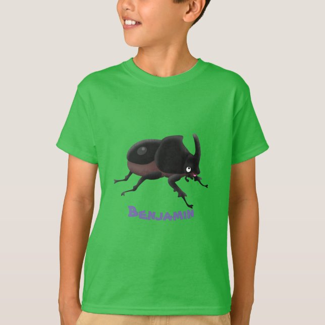 Cute rhinoceros beetle cartoon illustration T-Shirt (Front)