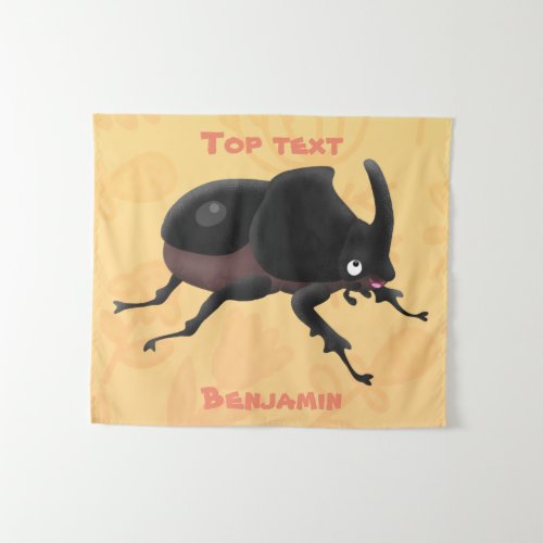 Cute rhinoceros beetle cartoon illustration  tapestry