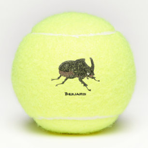 Cute rhinoceros beetle cartoon illustration tennis balls