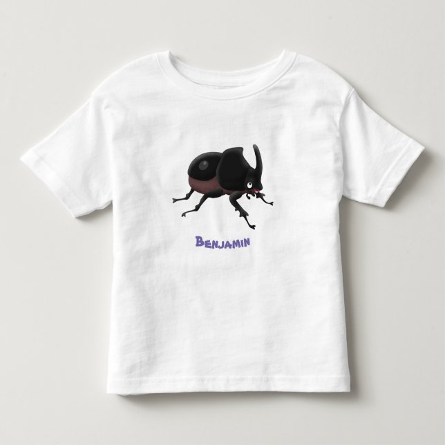 Cute rhinoceros beetle cartoon illustration toddler t-shirt (Front)