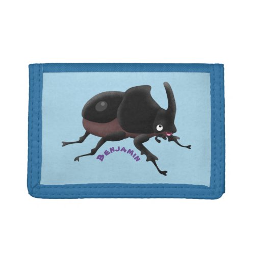 Cute rhinoceros beetle cartoon illustration trifold wallet