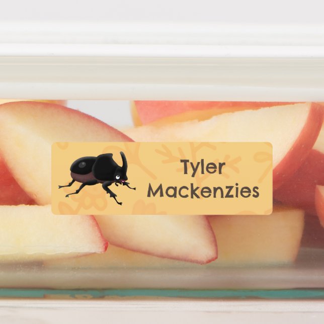 Cute rhinoceros beetle cartoon personalized labels (Affixed)
