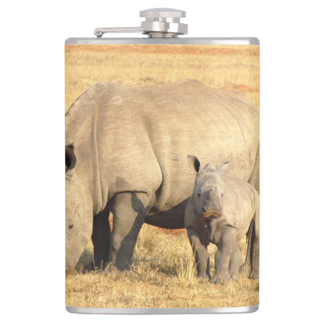 Cute rhinoceros in africa  flask (Front)