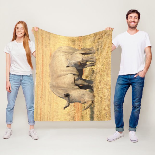 Cute rhinoceros in africa   fleece blanket (In Situ)