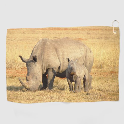 Cute rhinoceros in africa   golf towel