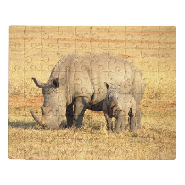Cute rhinoceros in africa  jigsaw puzzle (Puzzle Horizontal)
