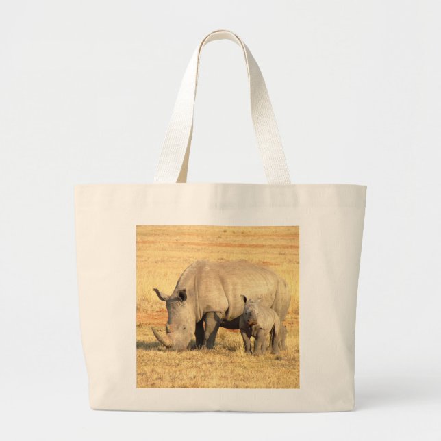 Cute rhinoceros in africa   large tote bag (Front)