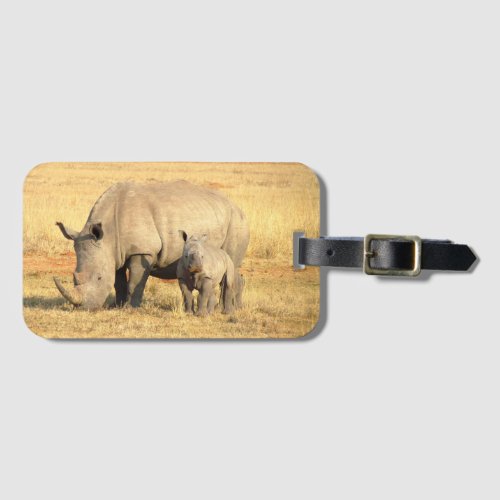 Cute rhinoceros in africa  luggage tag