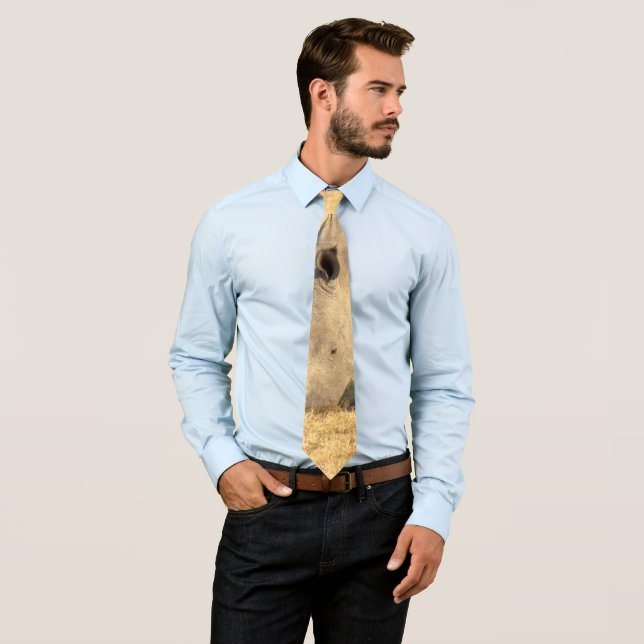 Cute rhinoceros in africa neck tie (In Situ)