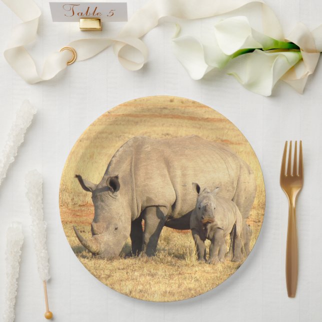 Cute rhinoceros in africa  paper plates (Wedding)