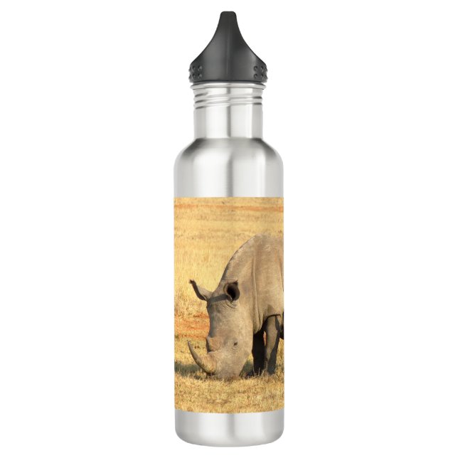 Cute rhinoceros in africa stainless steel water bottle (Left)