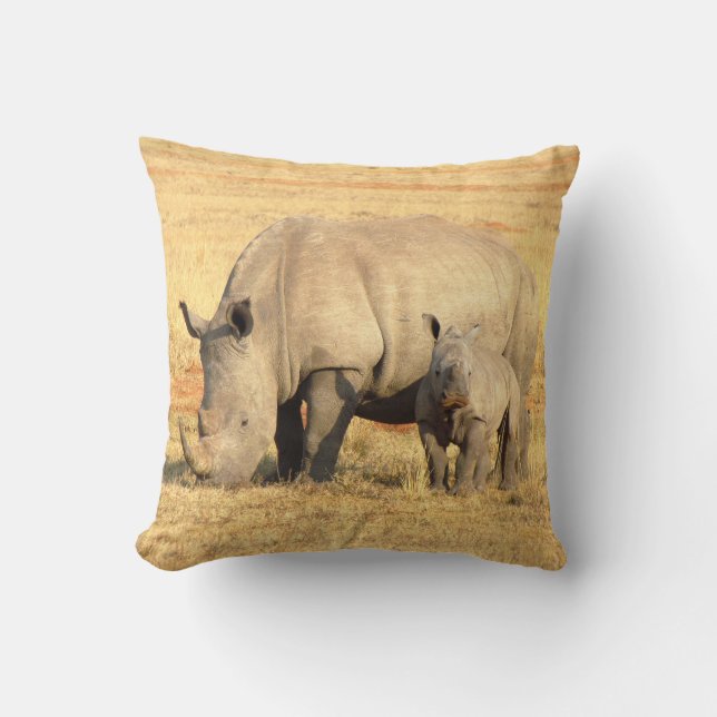 Cute rhinoceros in africa  throw pillow (Front)