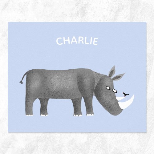 Cute Rhinoceros Personalized Poster